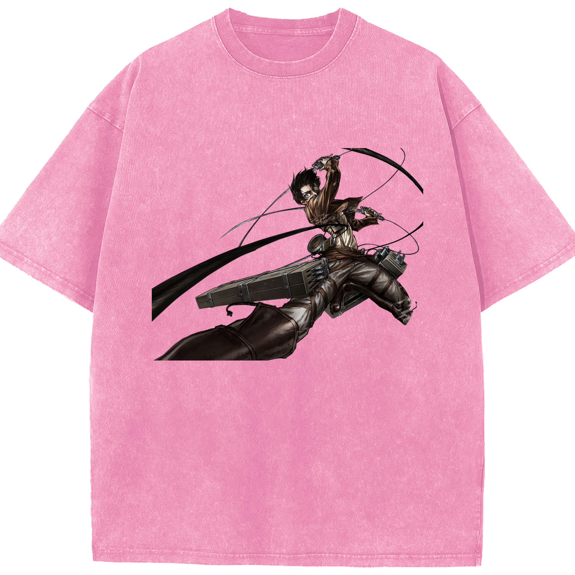 （画像用） 進撃の巨人 エレン･イェーガー Attack on Titan Eren Jäger 綿100% ヴィンテージ風 半袖Tシャツ（フロントプリント）